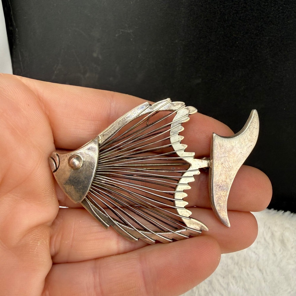 Vintage Taxco Fish Brooch Sterling Silver